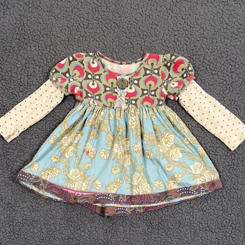 Matilda Jane Gypsy Blue Maggie Stew Dress Little Girls Size 2 Floral